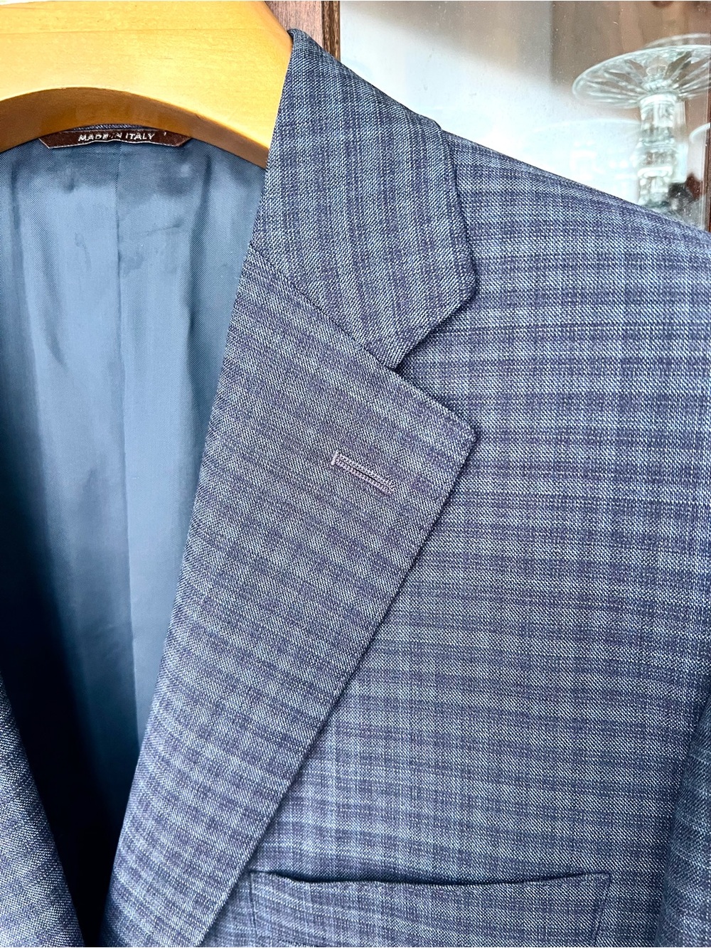 Canali Stretch Blue/Gray Plaid Two-Button Sport Coat